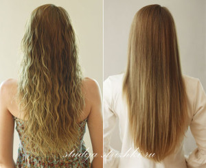 Фото ламинированных волос, до и после процедуры
